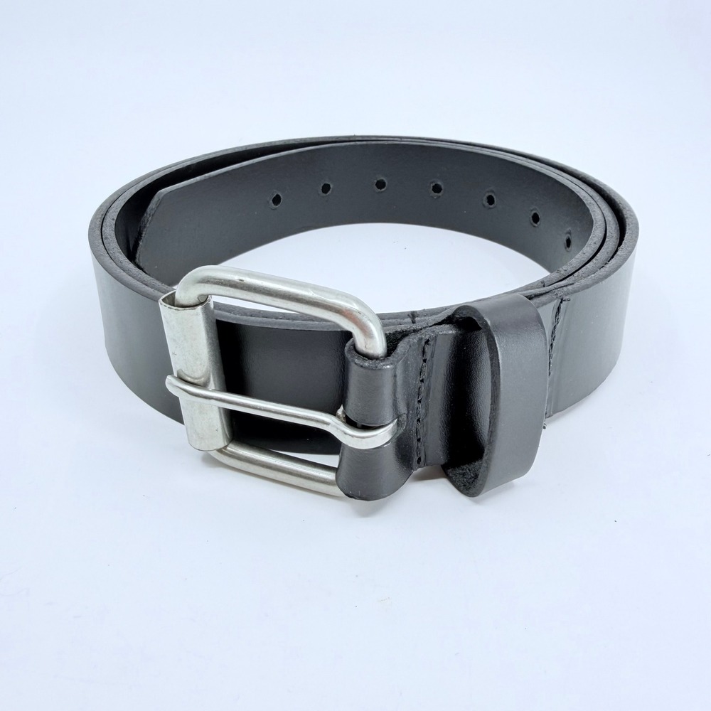 Cintas Mens Black Genuine Leather Belt Silver Buckle USA Made‎ 86101XXL XXL